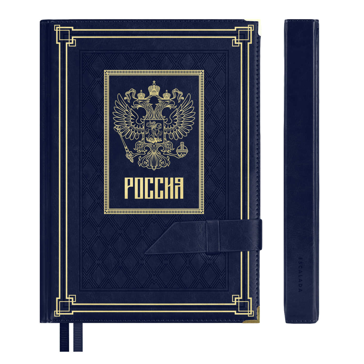 

Ежедневник А5+ 192л полудатир. тв.обл. Сариф синий кожзам герб подар.коробка ESCALADA 63937