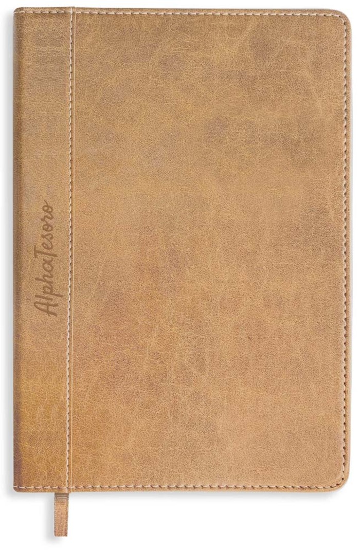 

Ежедневник А5 144л недатир. тв.обл. Ницца бежевый кожзам ляссе Alpha-Trend 310042