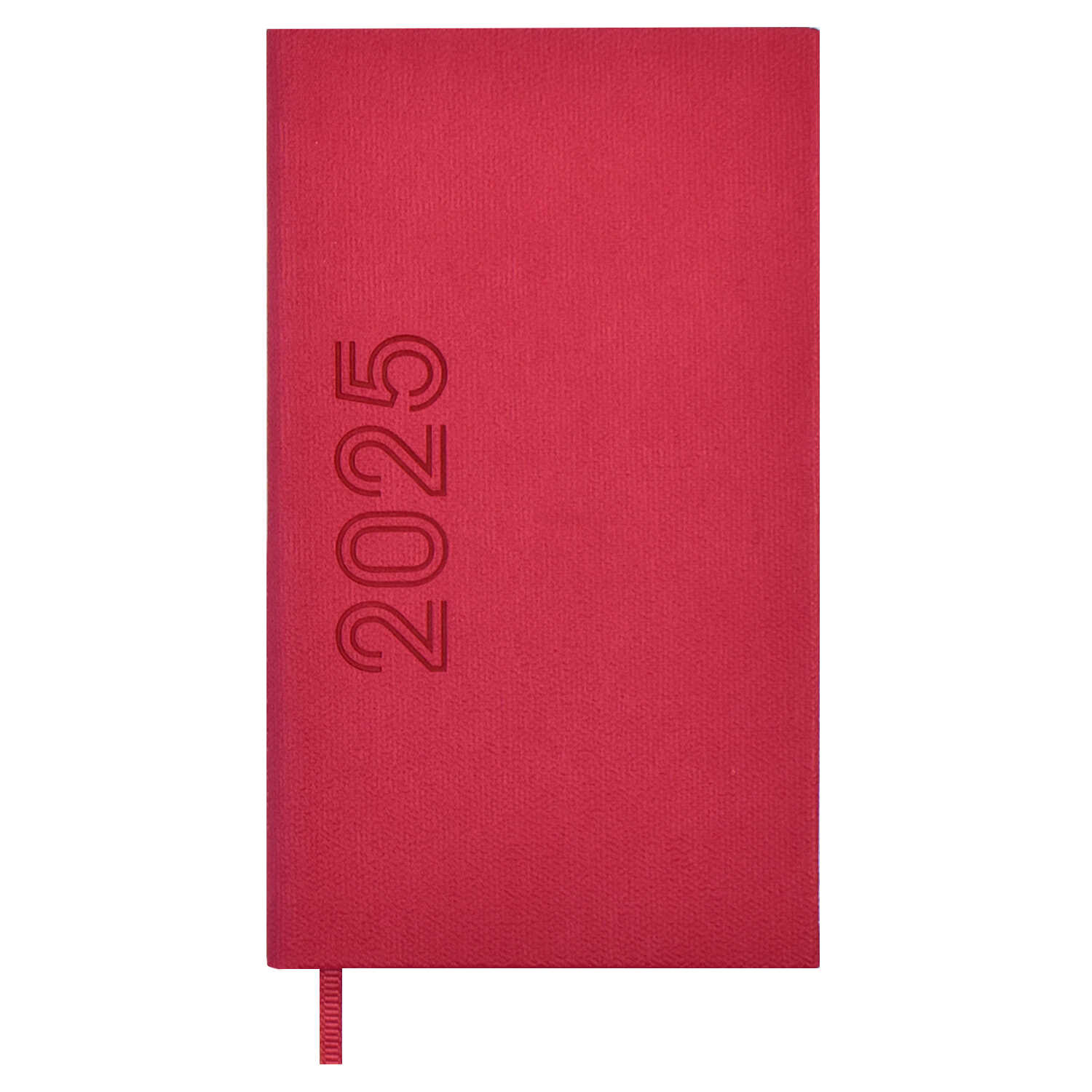 

Еженедельник 85х145мм 64л датир. 2025г тв.обл. Канвас микро малиновый кожзам ESCALADA 67110