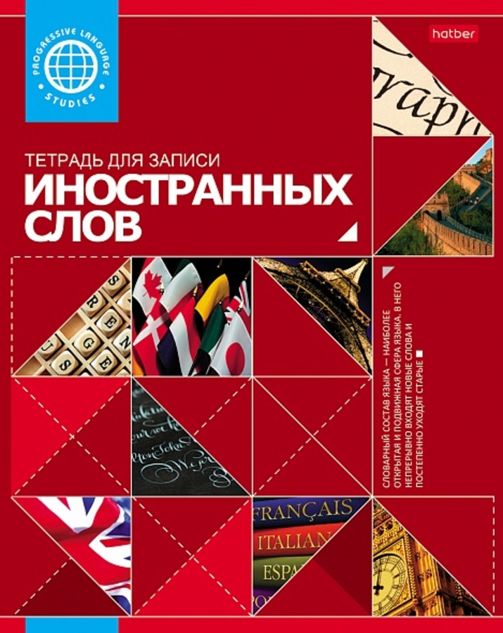 

Тетрадь для записи ин.слов А5 48л клетка мелов.картон Красный HATBER 48T5B5_10698
