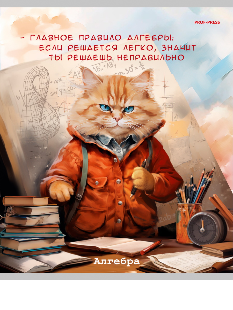 

Тетрадь предметная 48л клетка мелов.картон Жил был кот Алгебра PROF-PRESS Т48-1443