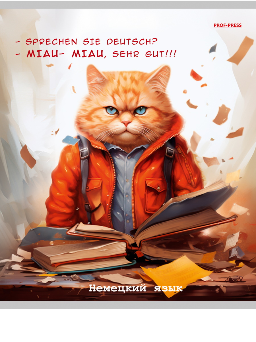 

Тетрадь предметная 48л клетка мелов.картон Жил был кот Немецкий язык PROF-PRESS Т48-2319