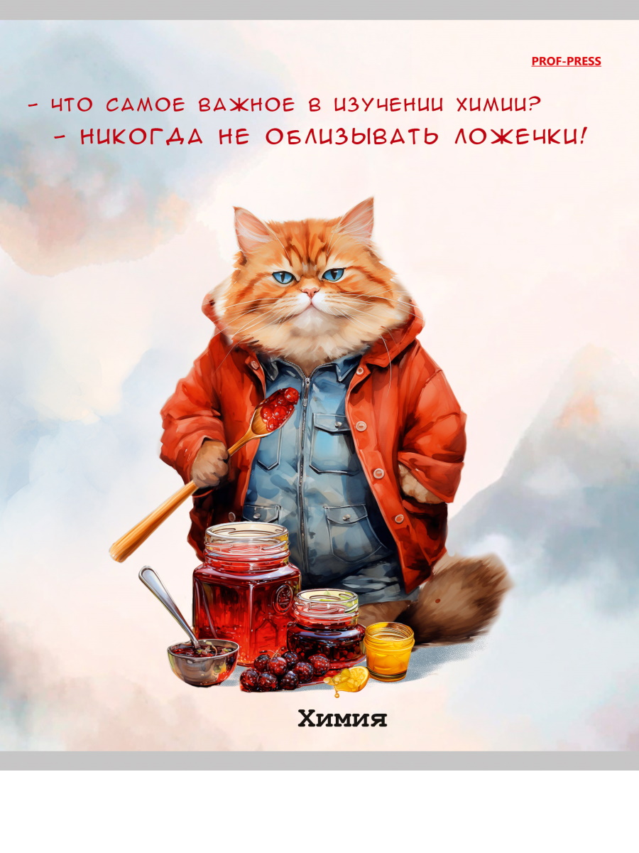 

Тетрадь предметная 48л клетка мелов.картон Жил был кот Химия PROF-PRESS Т48-1450