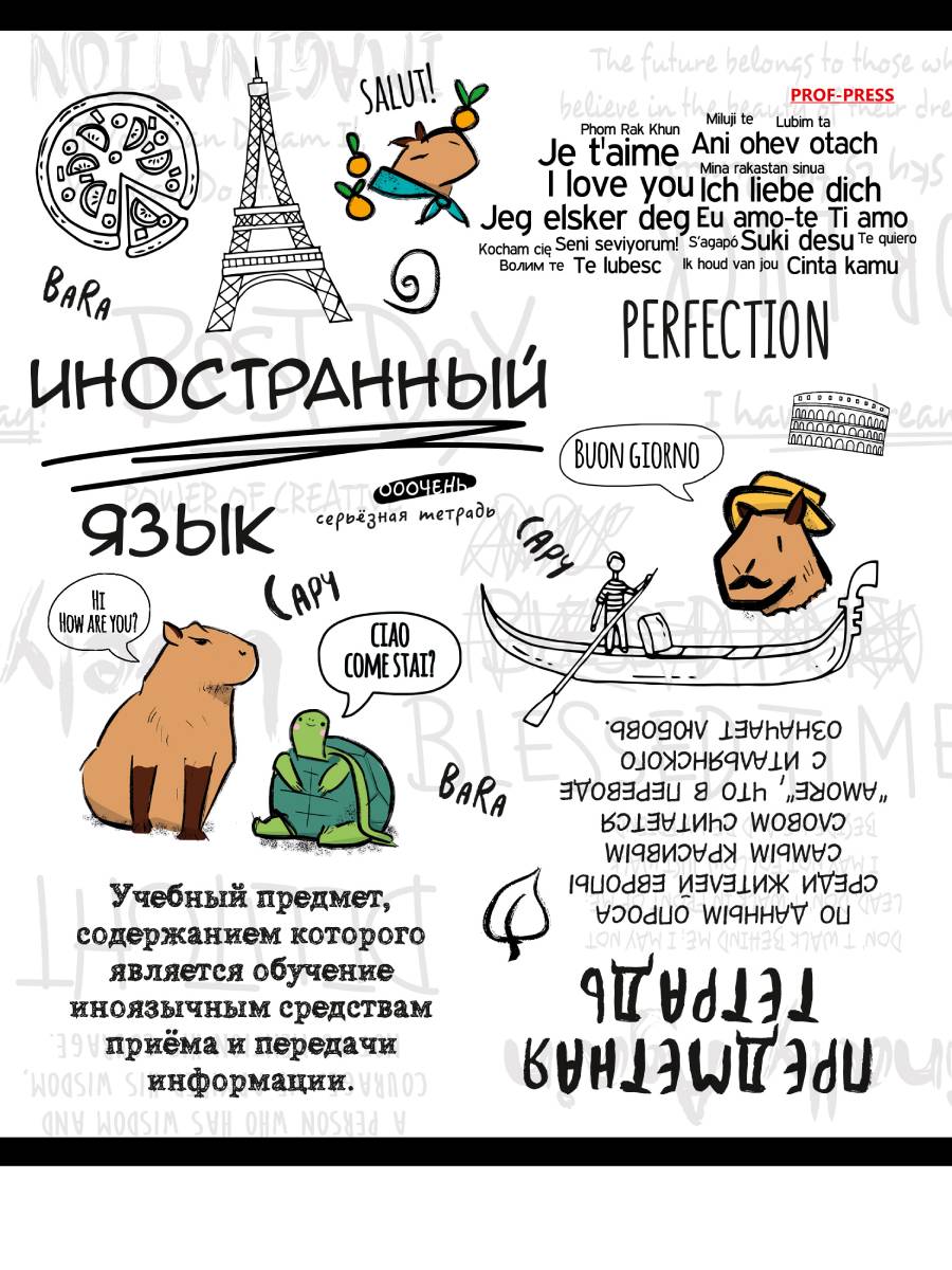 

Тетрадь предметная 48л клетка мелов.картон Капибара Иностранный язык лен PROF-PRESS 48-0036