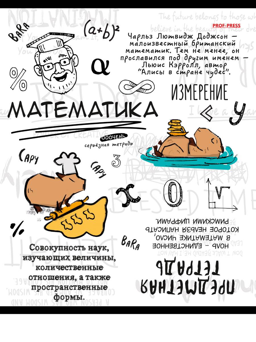 

Тетрадь предметная 48л клетка мелов.картон Капибара Математика лен PROF-PRESS 48-0039