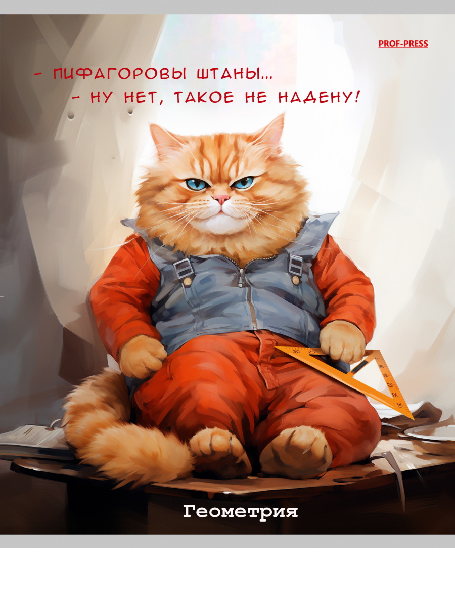 

Тетрадь предметная 48л клетка мелов.картон Жил был кот Геометрия PROF-PRESS Т48-1447