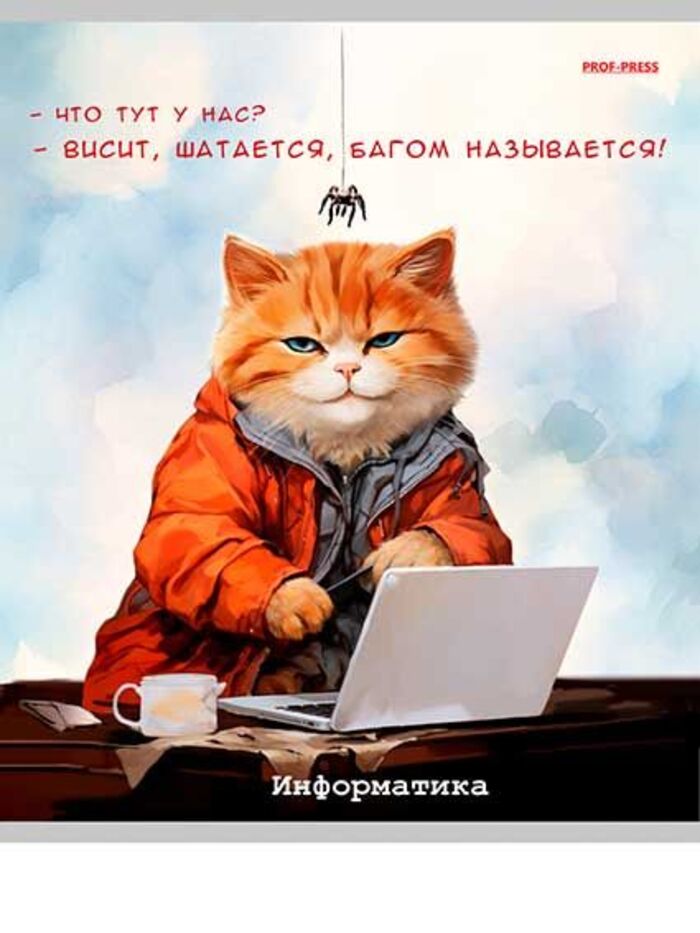 

Тетрадь предметная 48л клетка мелов.картон Жил был кот Информатика PROF-PRESS Т48-2317
