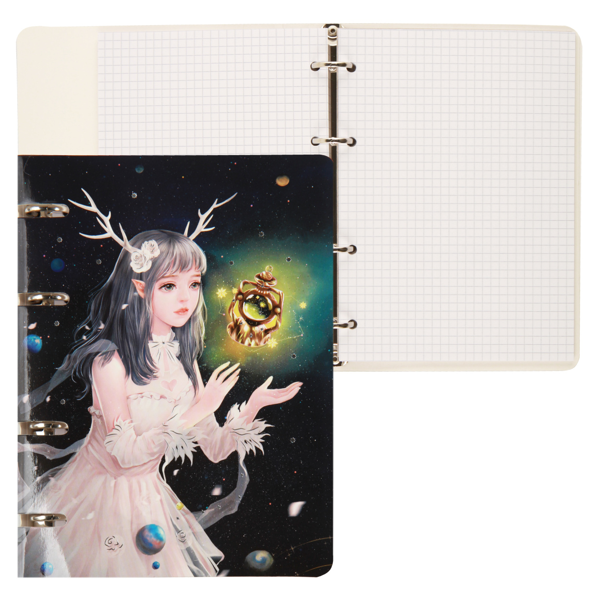 

Тетрадь на кольцах А5 100л клетка тв.обл. Фантастическая девушка глян.лам. Listoff ТКФ1005200