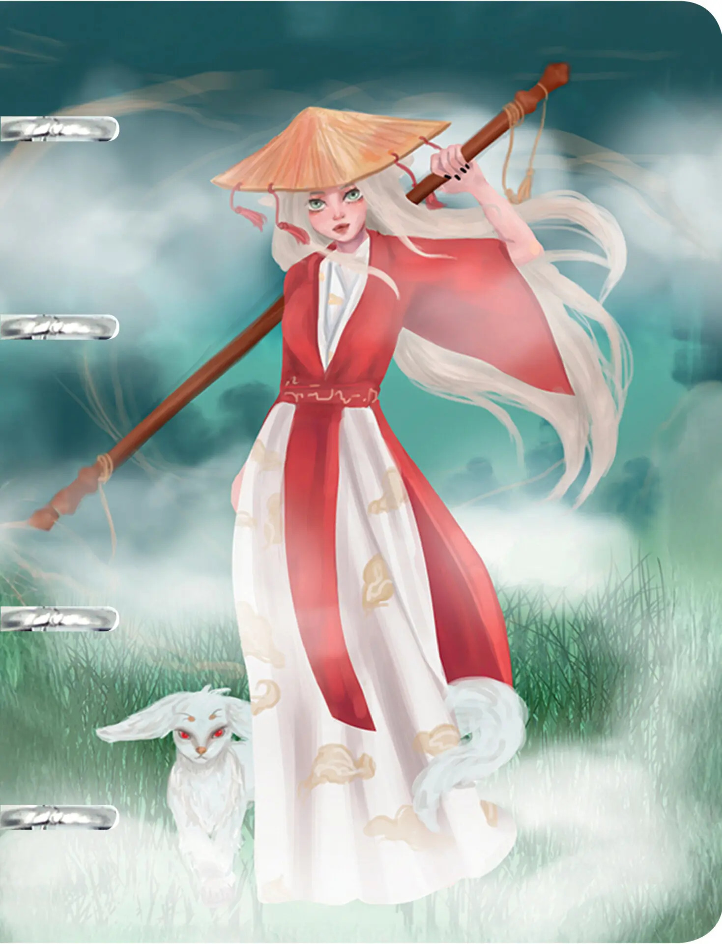 

Тетрадь на кольцах А5 100л клетка тв.обл. Девушка в кимоно глянц.лам. тисн.фольга Listoff ТКФ1005406