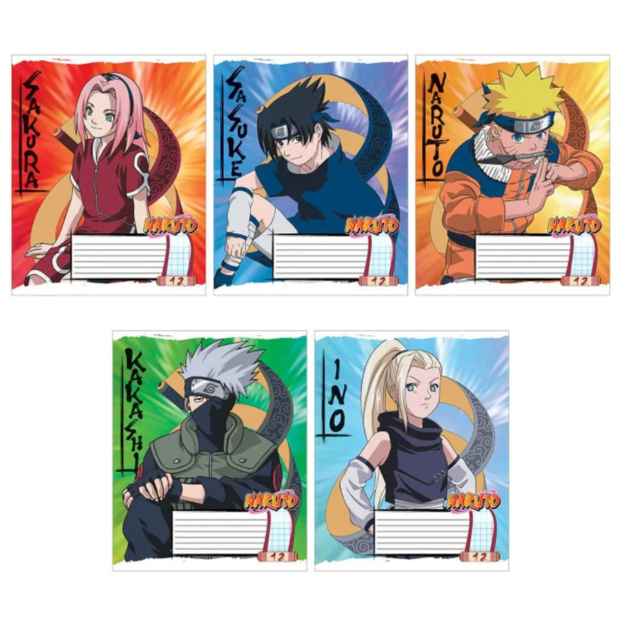 

Тетрадь А5 12л клетка мелов.картон Naruto ассорти Naruto NT6/5