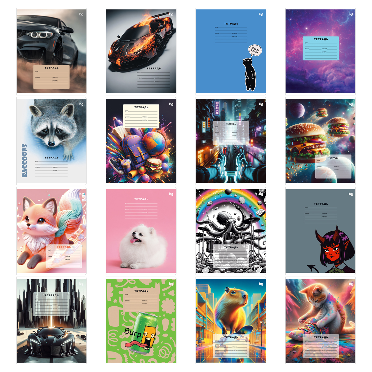 

Тетрадь А5 12л клетка мелов.картон Super Mix-15 ассорти BG Т5ск12 60282