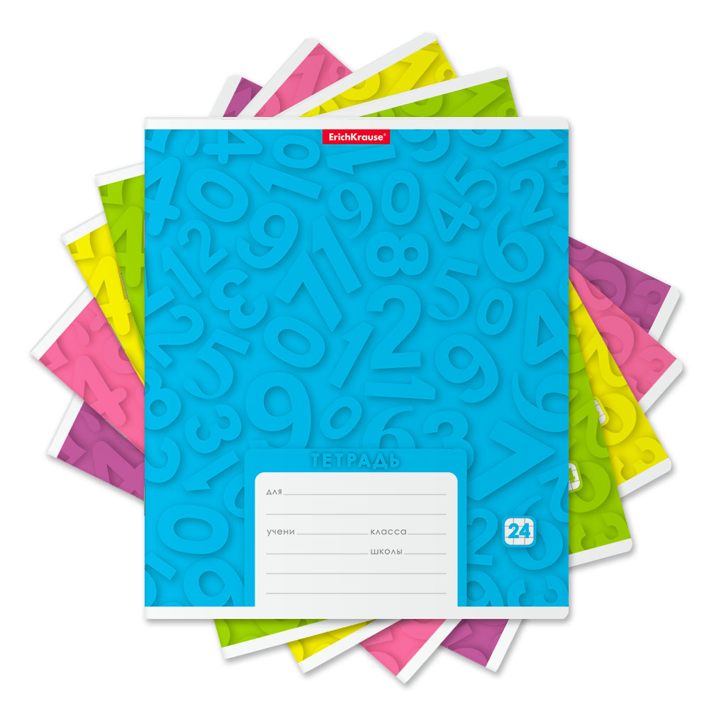 

Тетрадь А5 24л клетка скрепка мелов.картон Optima Numbers ассорти ERICH KRAUSE 40024