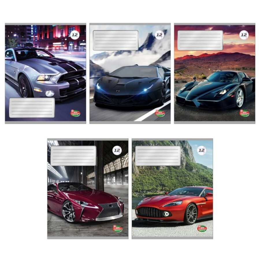 Тетрадь А5 12л линия меловкартон Авто ассорти ACADEMY STYLE 116515 22₽