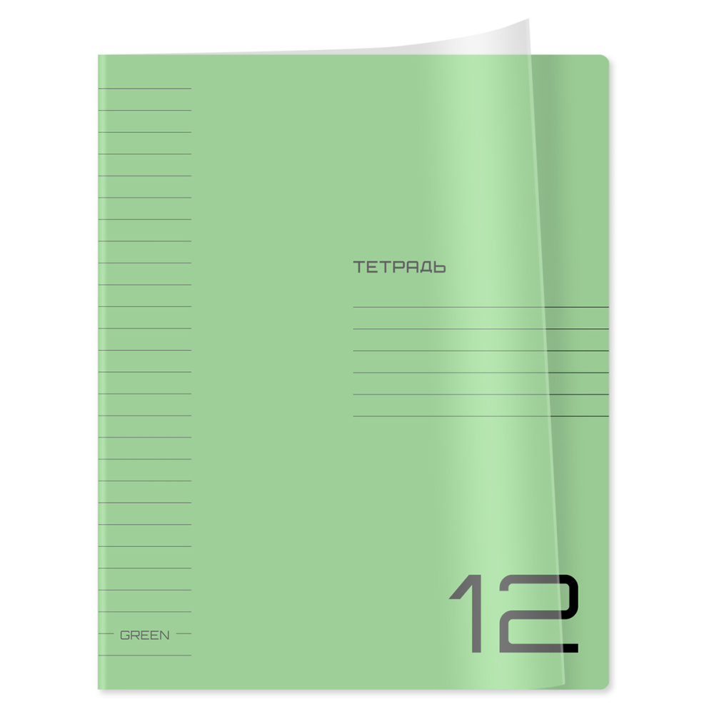 

Тетрадь А5 12л линия пласт.обл. Однотон UniTone Green BG Т5ск12_пл 12442/08906