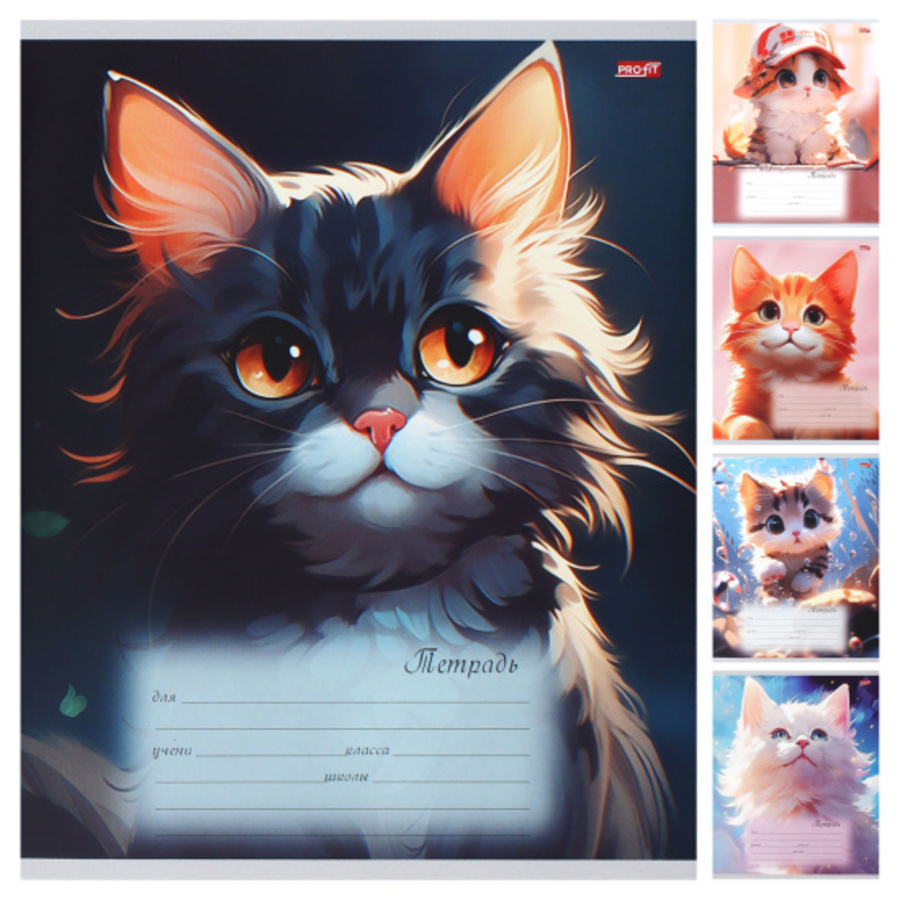 

Тетрадь А5 18л клетка скрепка обл.мелов.бум. Мультяшные котики-1 ассорти 5 диз. PROFIT 18-5580