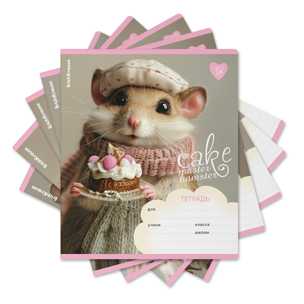 

Тетрадь А5 18л клетка скрепка мелов.картон Cake Master ассорти ERICH KRAUSE 63262
