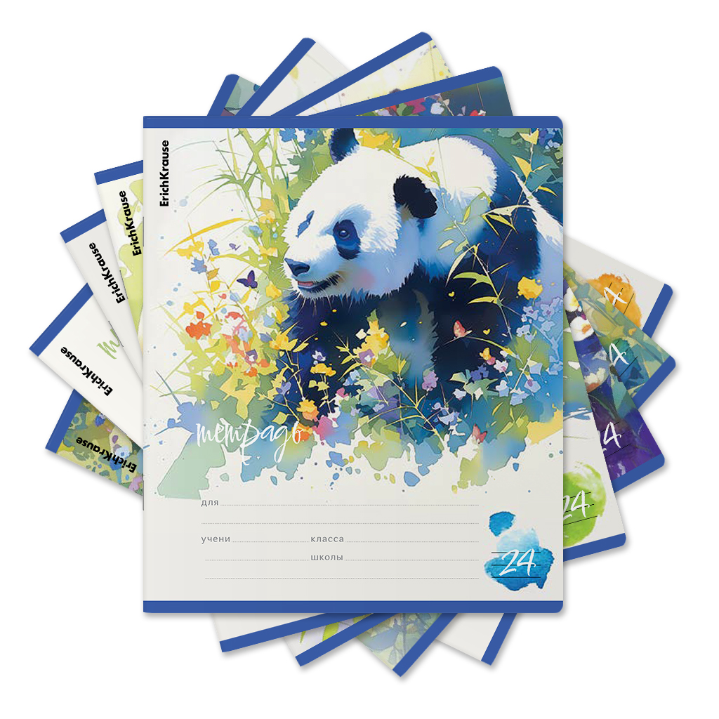 

Тетрадь А5 24л линия скрепка мелов.картон Flower Panda ассорти ERICH KRAUSE 60575