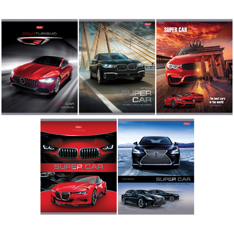 

Тетрадь А5 48л клетка скрепка мелов.картон Super Cars HATBER 48Т5В1