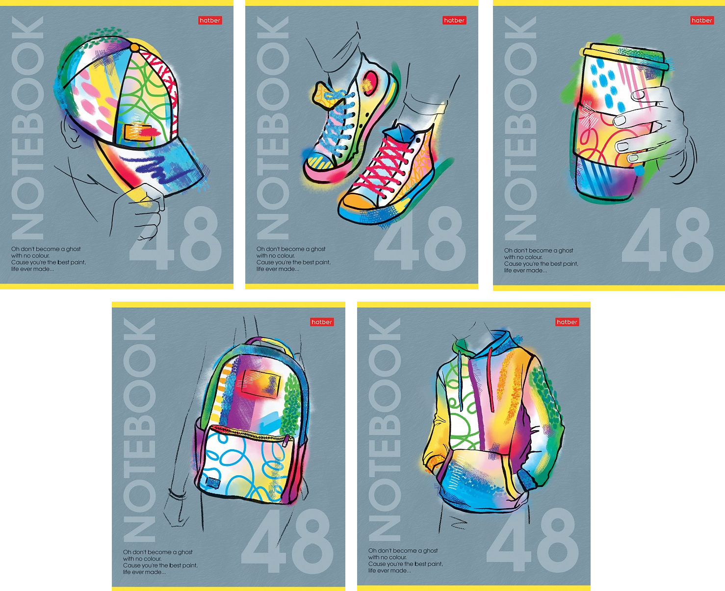 

Тетрадь А5 48л клетка скрепка мелов.картон Street Style HATBER 48Т5В1