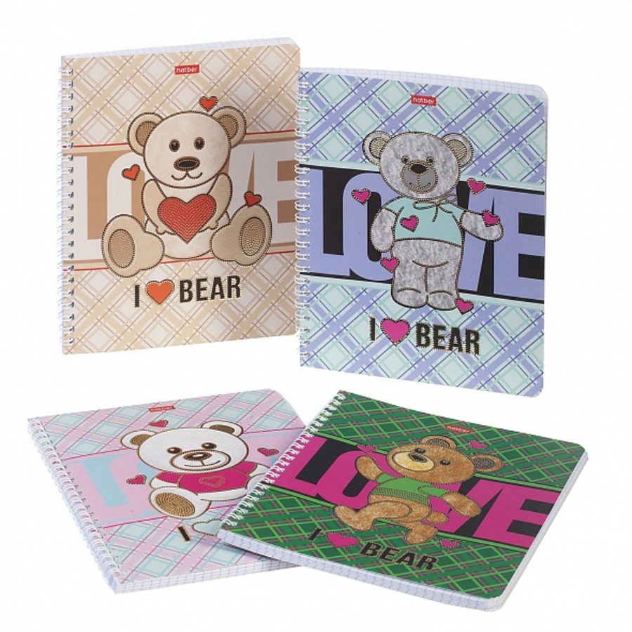 

Тетрадь А5 48л клетка гребень мелов.картон Я люблю мишку мат.лам. фольга ассорти HATBER 48Т5лофВ1гр