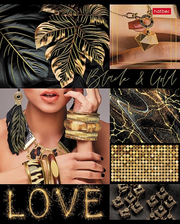 

Тетрадь А5 48л клетка скрепка мелов.картон Fashion gold 5диз. HATBER 48Т5лофВ1