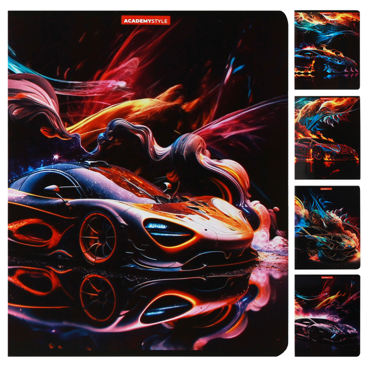 

Тетрадь А5 48л клетка скрепка мелов.картон Огненные машины твин УФ-лак ассорти ACADEMY STYLE 14088/5