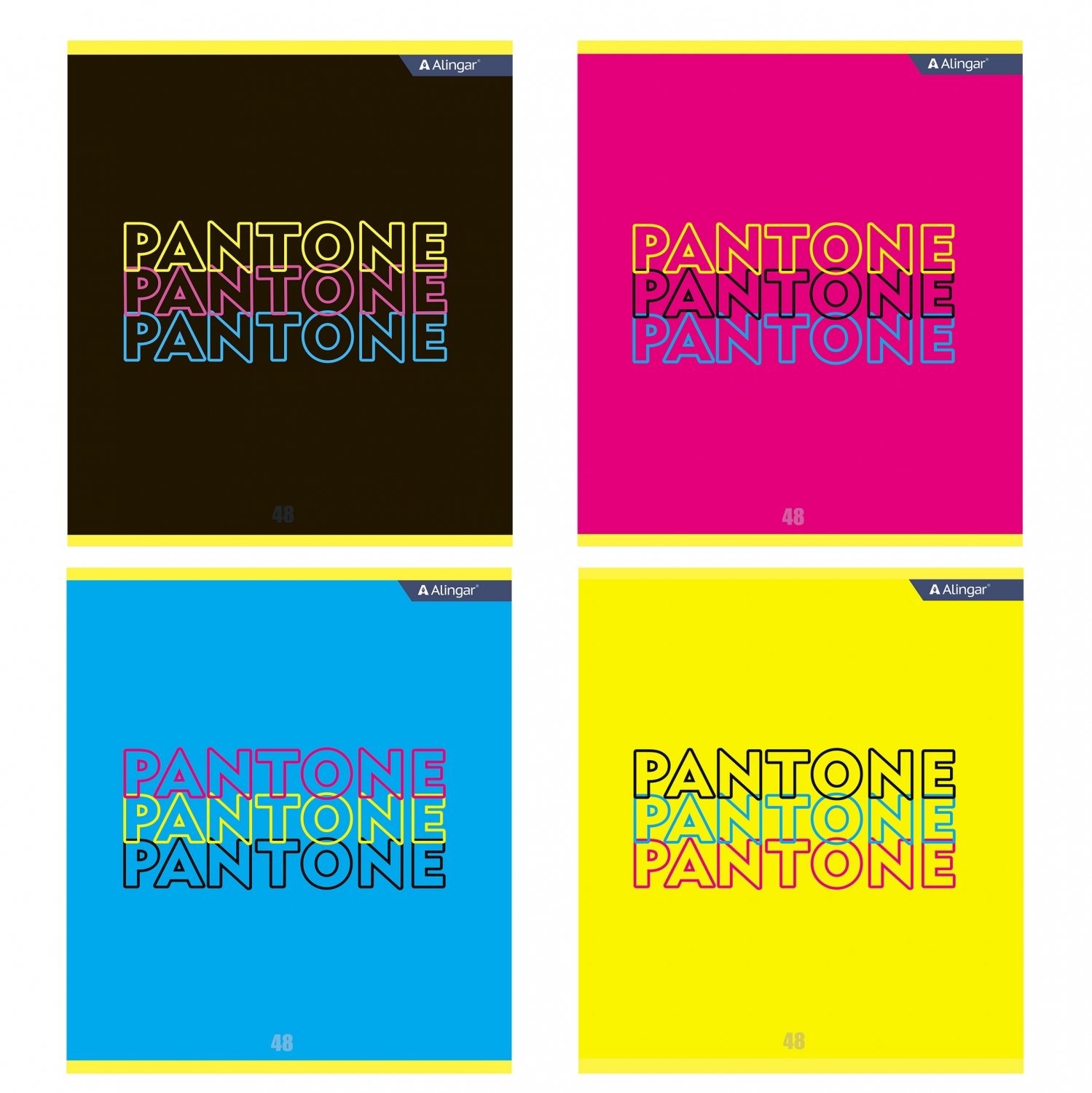 

Тетрадь А5 48л клетка скрепка мелов.картон Pantone soft-touch ассорти 4диз. ALINGAR AL10907