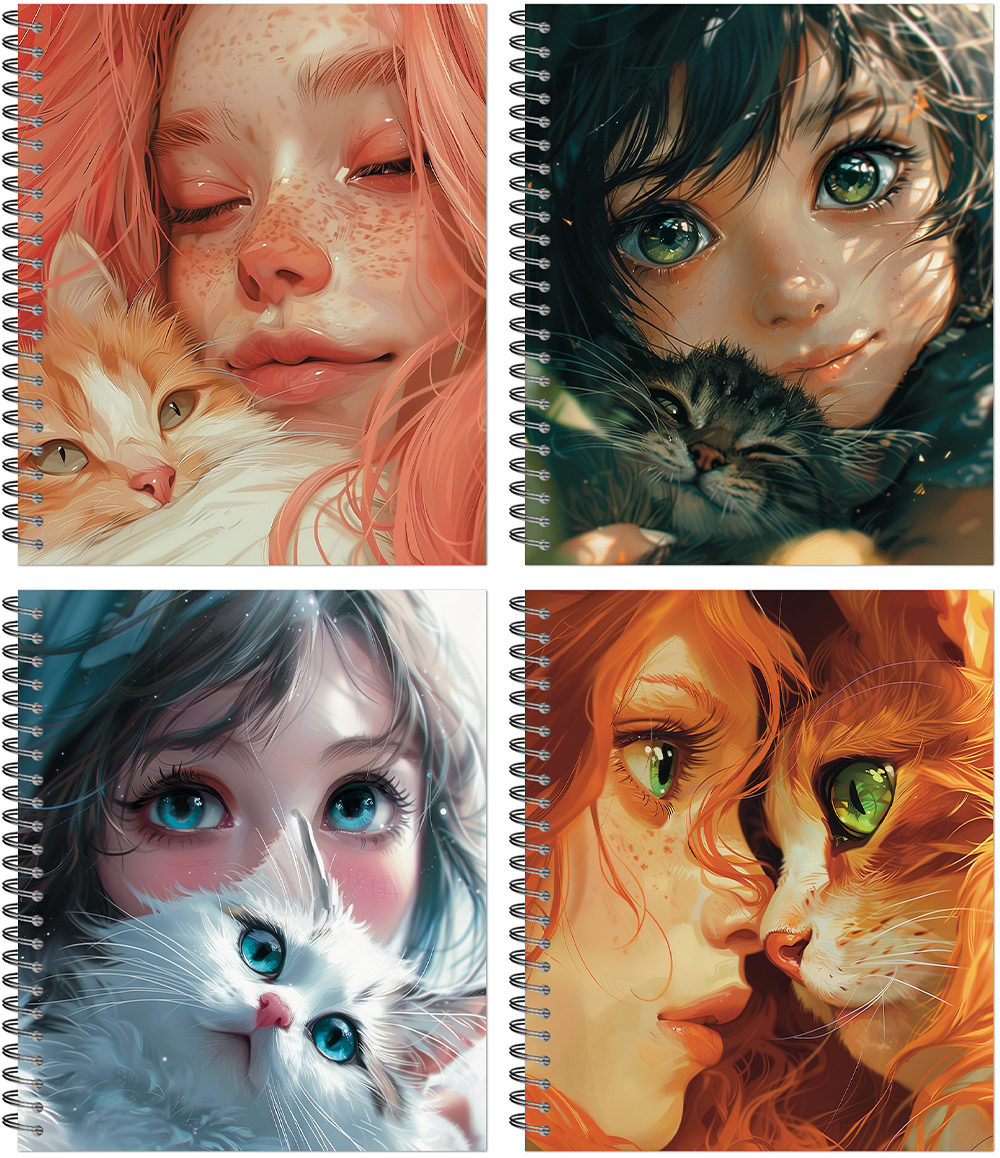 

Тетрадь А5 48л клетка гребень мелов.картон Anime cats soft touch ассорти 4 диз. ПОЛИНОМ 3458-48