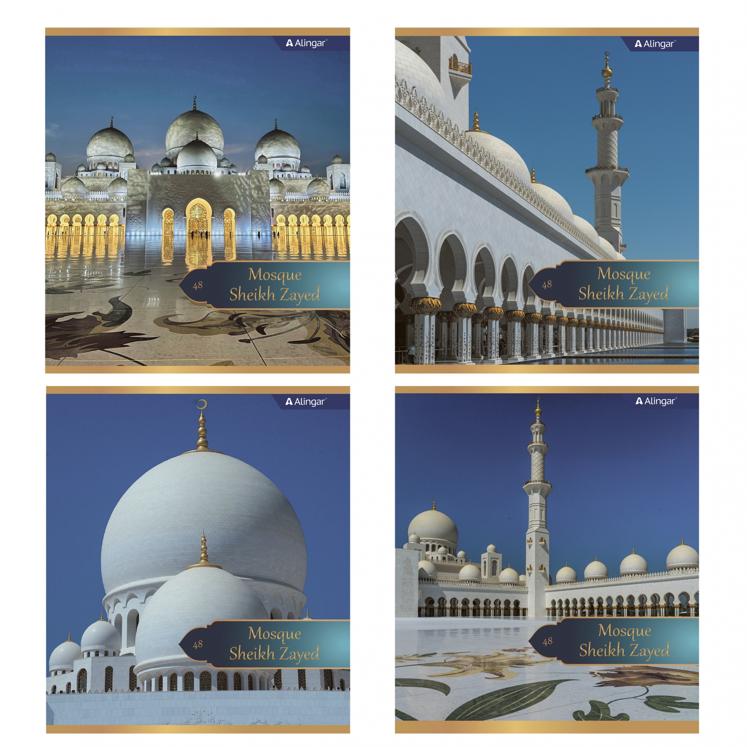 

Тетрадь А5 48л клетка скрепка мелов.картон Masjid ассорти ALINGAR AL10834