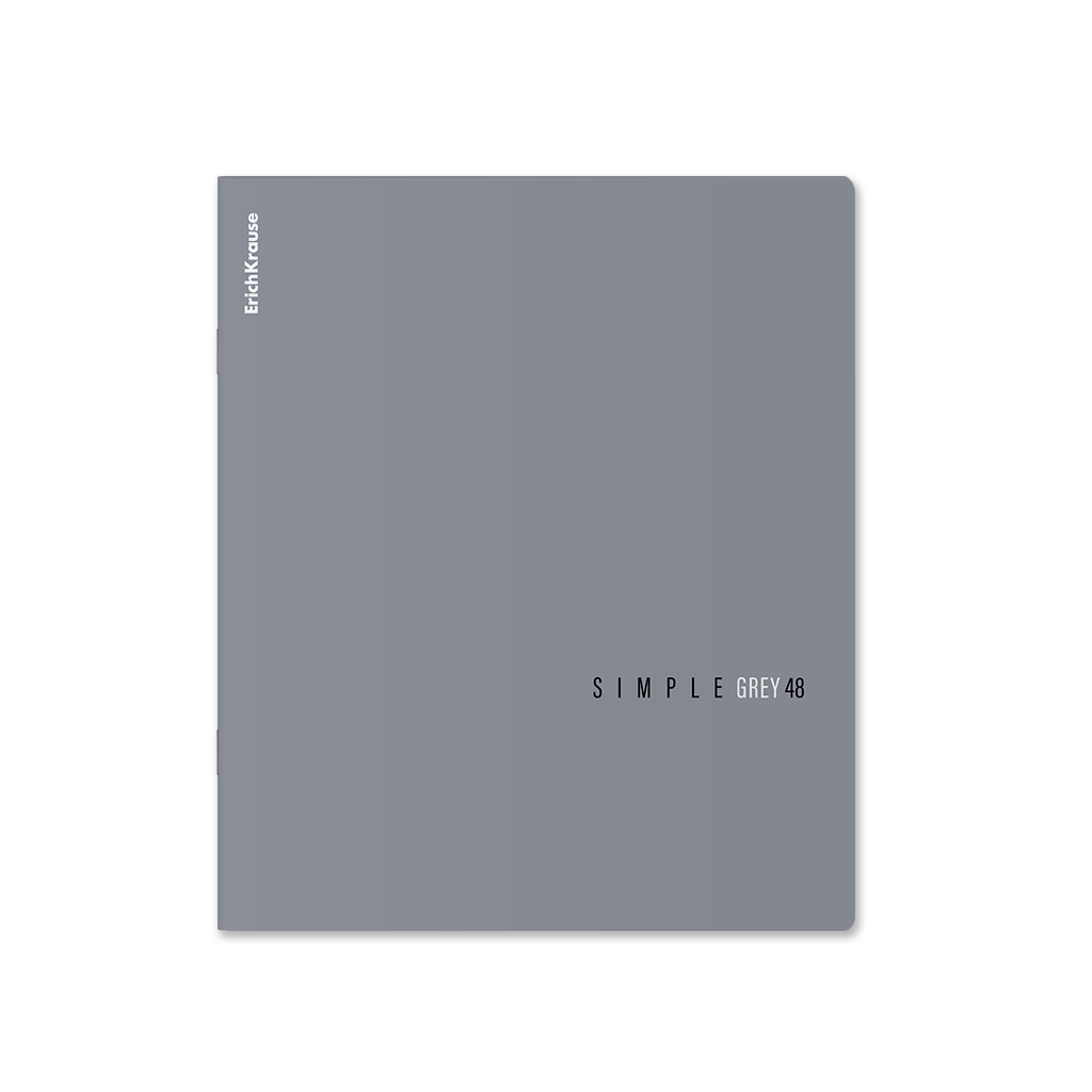 

Тетрадь А5 48л клетка скрепка мелов.картон Однотон Simple Color серый soft touch ERICH KRAUSE 63321