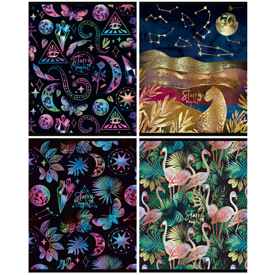 

Тетрадь А5 48л линия скрепка Звездная ночь тисн.фольгой ассорти BG Т5ск48_тгф 10008