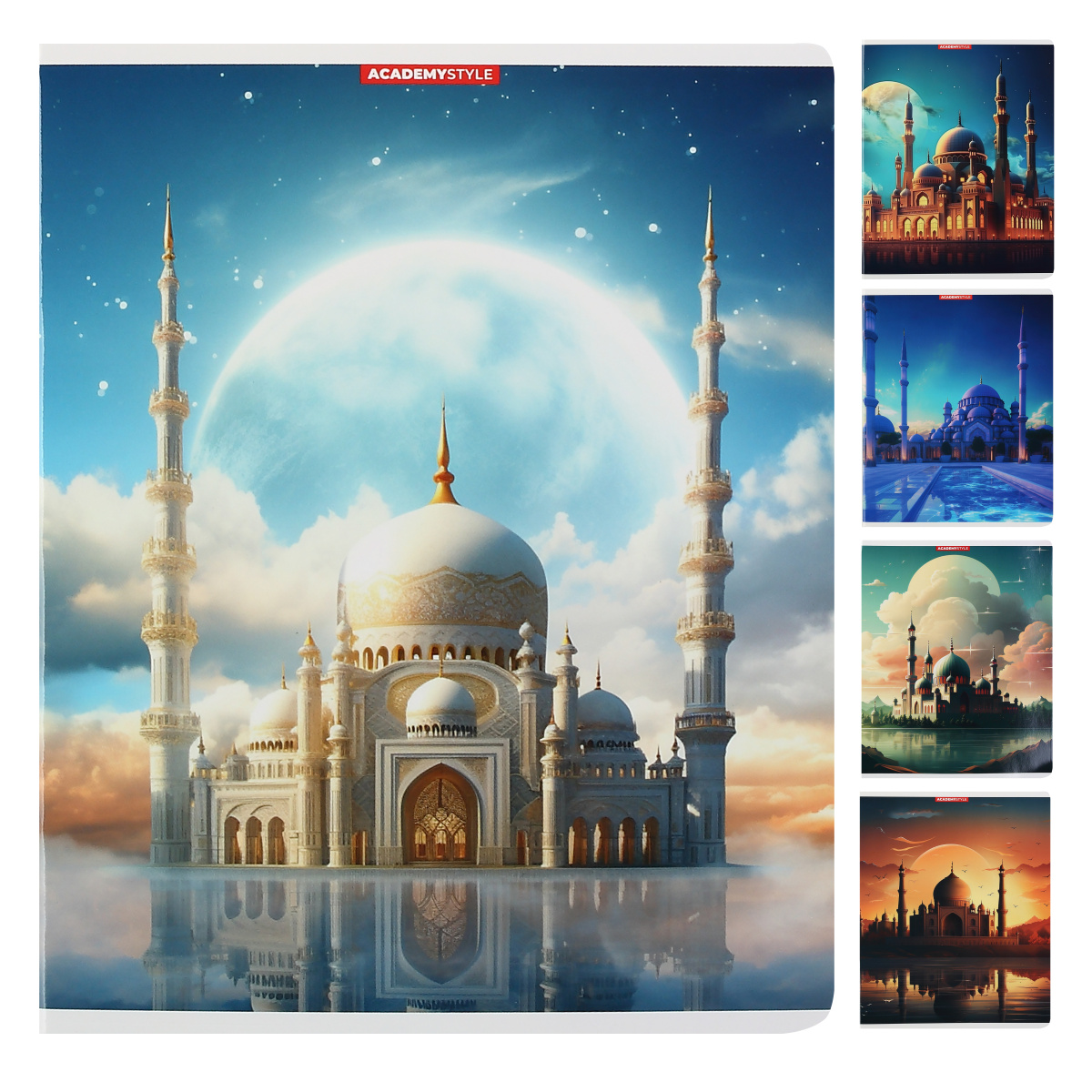 

Тетрадь А5 48л линия скрепка мелов.картон Мечети УФ-лак ассорти ACADEMY STYLE 14887/5