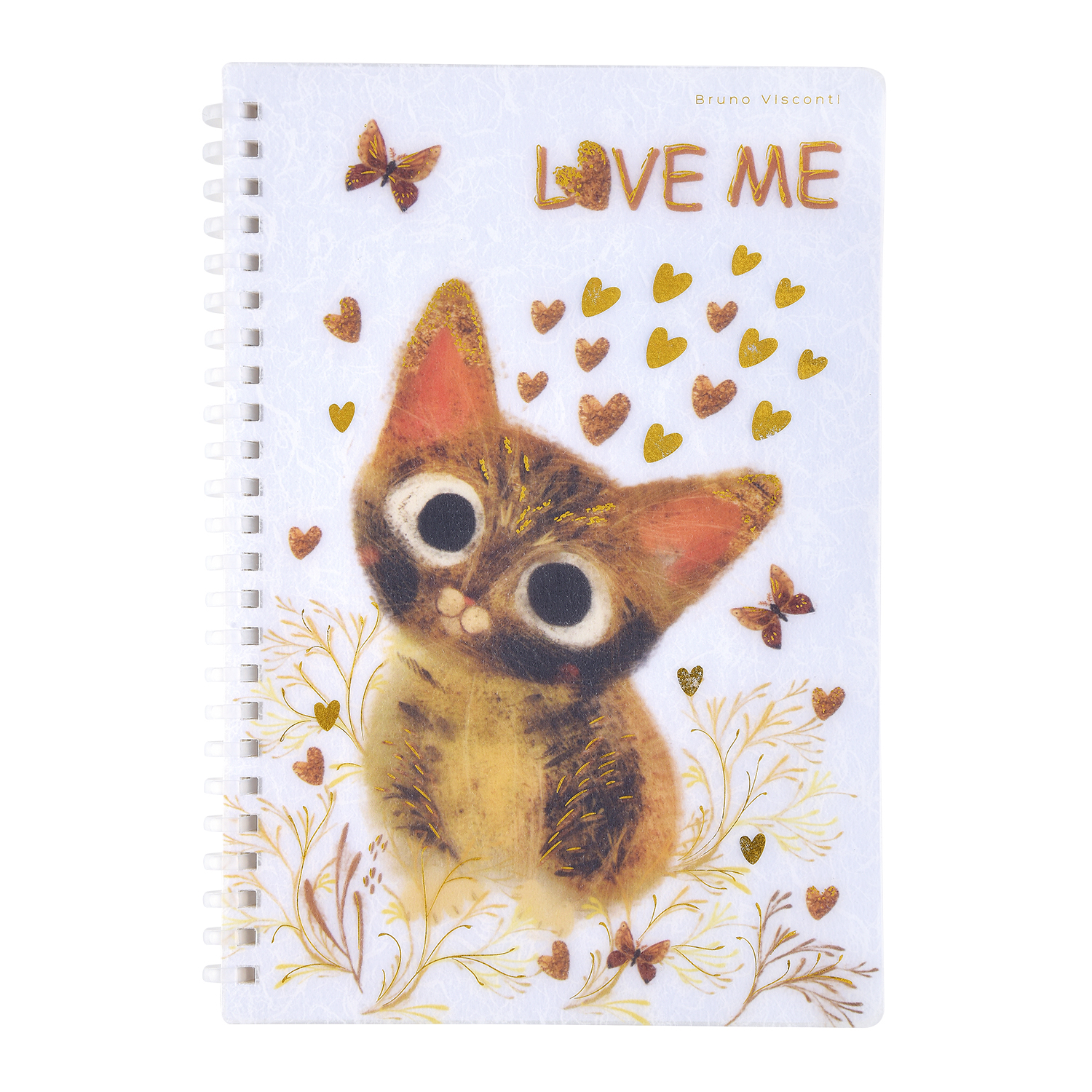 

Тетрадь А5 60л клетка спираль пласт.обл. Love me Милый котик фольга BRUNO VISCONTI 7-60-1268/03