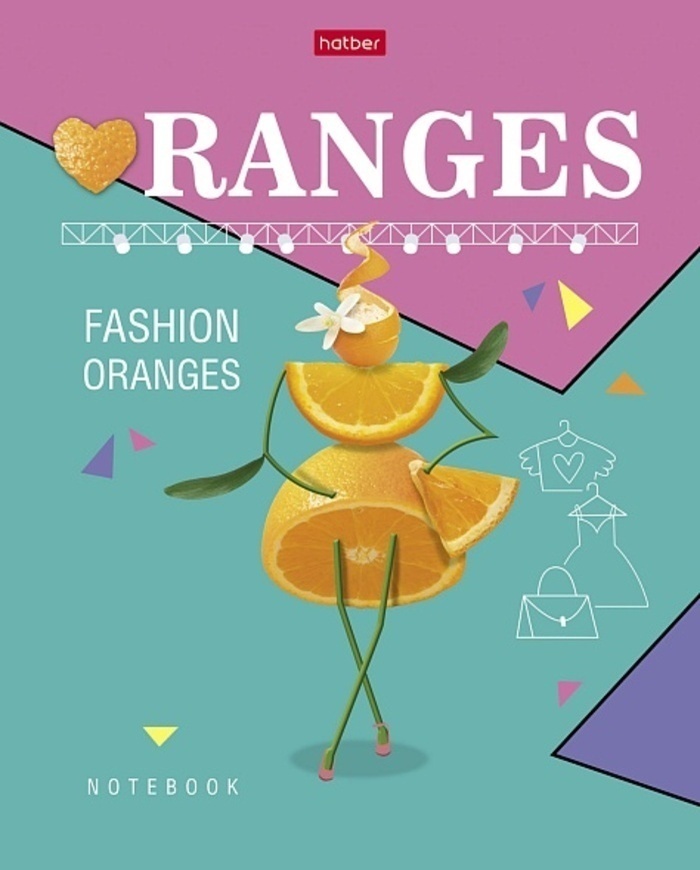 

Тетрадь А5 80л клетка скрепка Модные апельсинки HATBER 80Т5лВ1