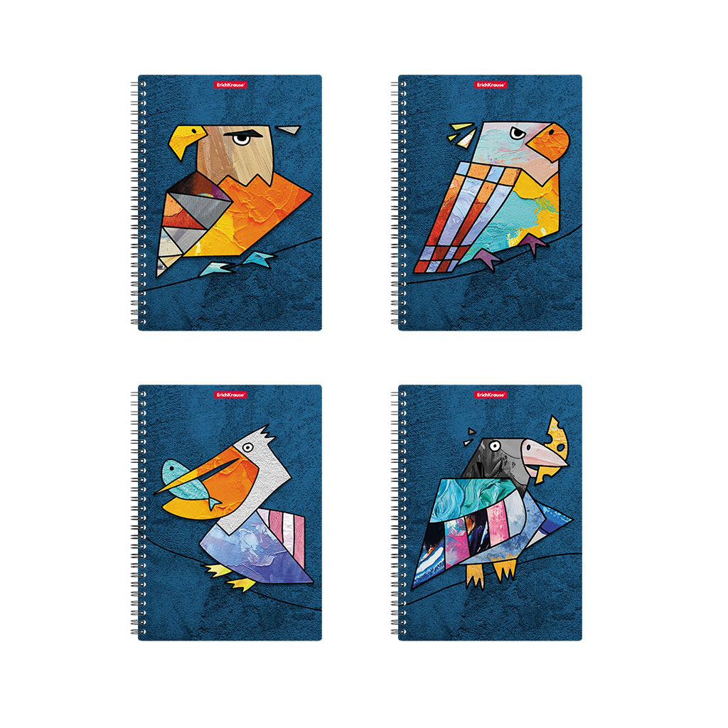 

Тетрадь А5 80л клетка гребень пласт.обл. Birds ассорти ERICH KRAUSE 53152