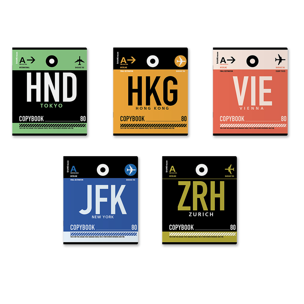 

Тетрадь А5 80л клетка скрепка Багажные бирки ассорти ERICH KRAUSE 60628