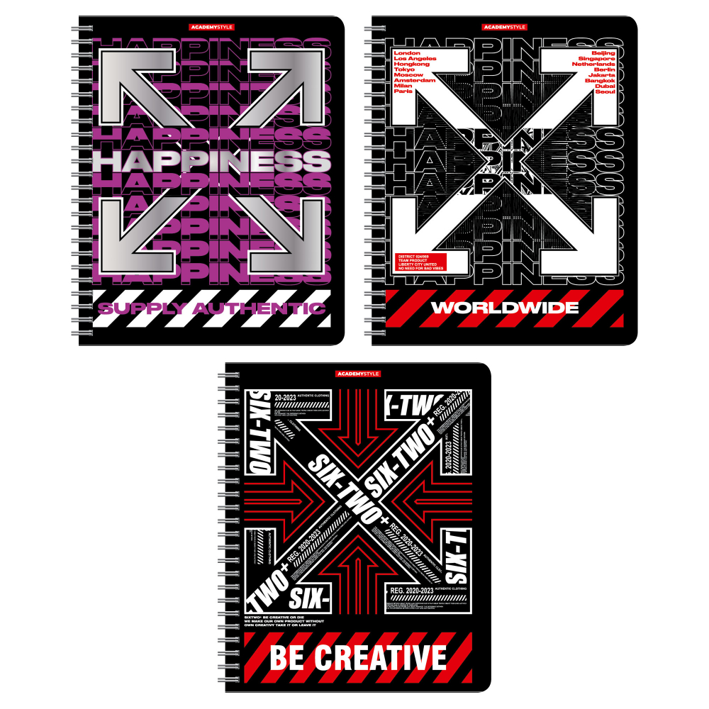 

Тетрадь А5 96л клетка гребень пласт.обл. Стрелки ассорти ACADEMY STYLE 14612/3