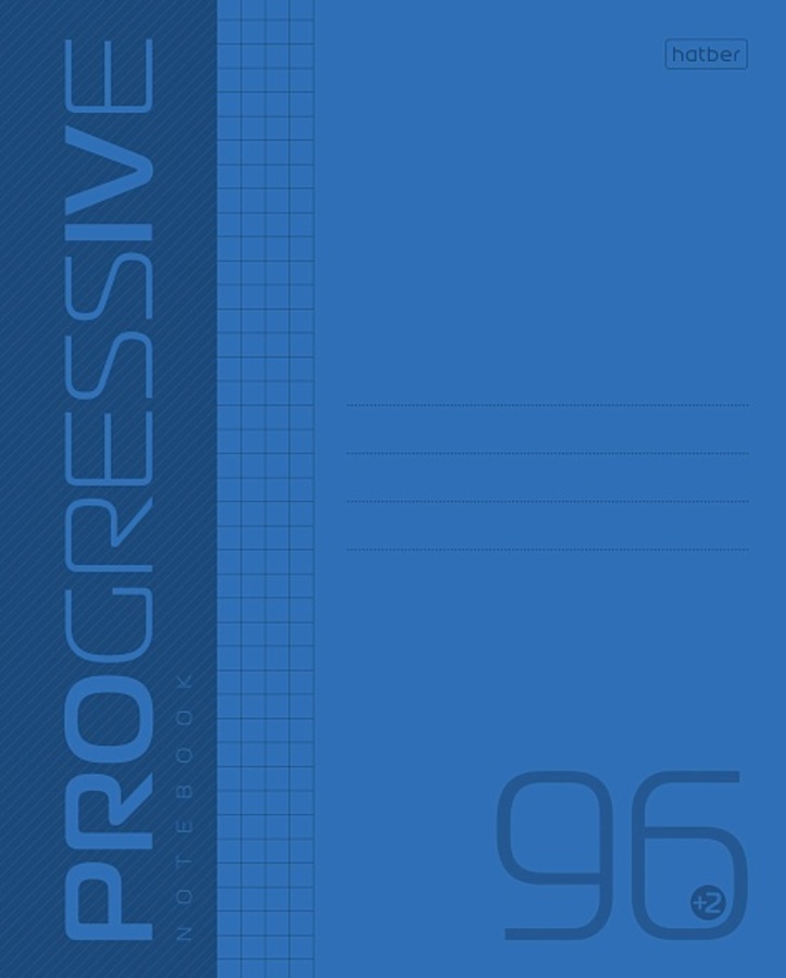 

Тетрадь А5 96л клетка скрепка пласт.обл. Однотон Progressive Синяя HATBER 96Т5В1