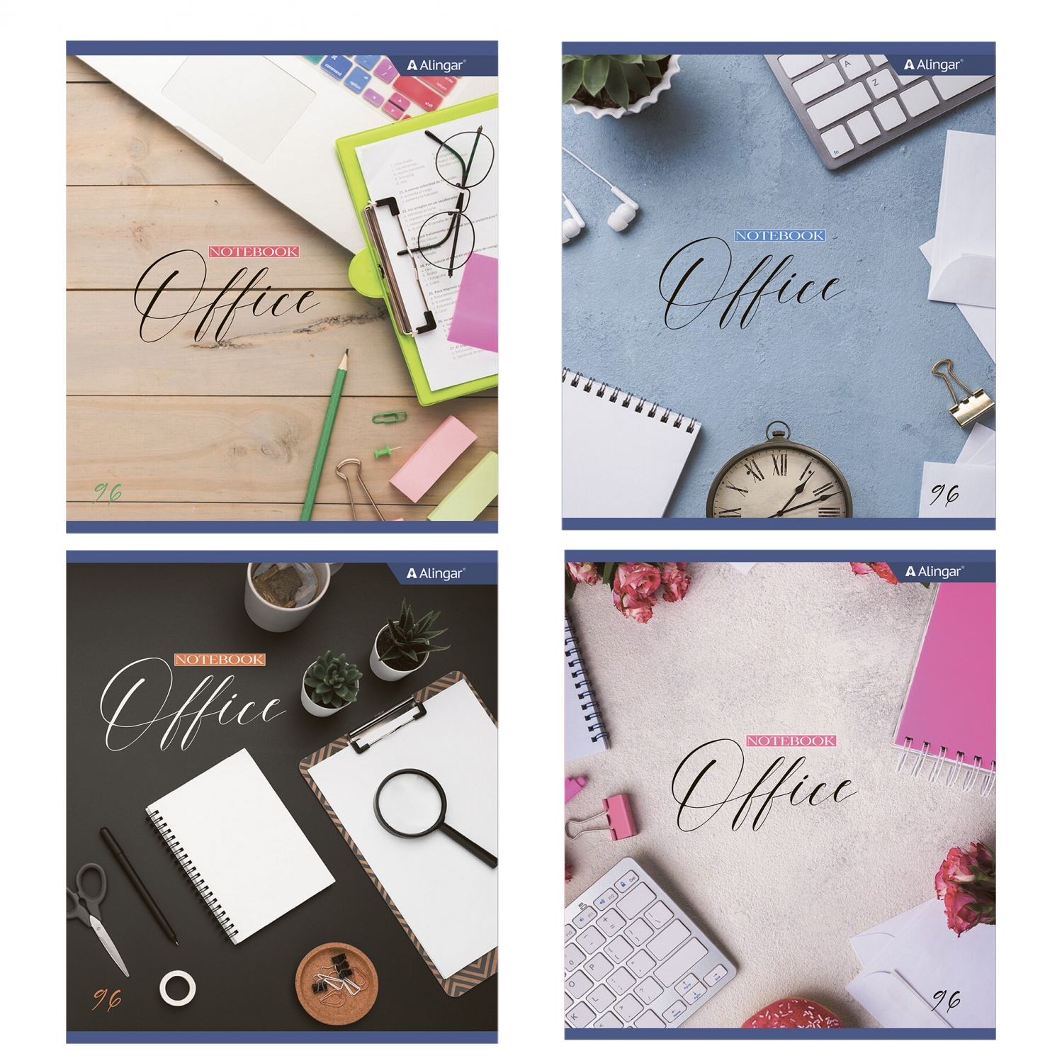 

Тетрадь А5 96л клетка скрепка мелов.картон Office Classic ассорти ALINGAR AL11087