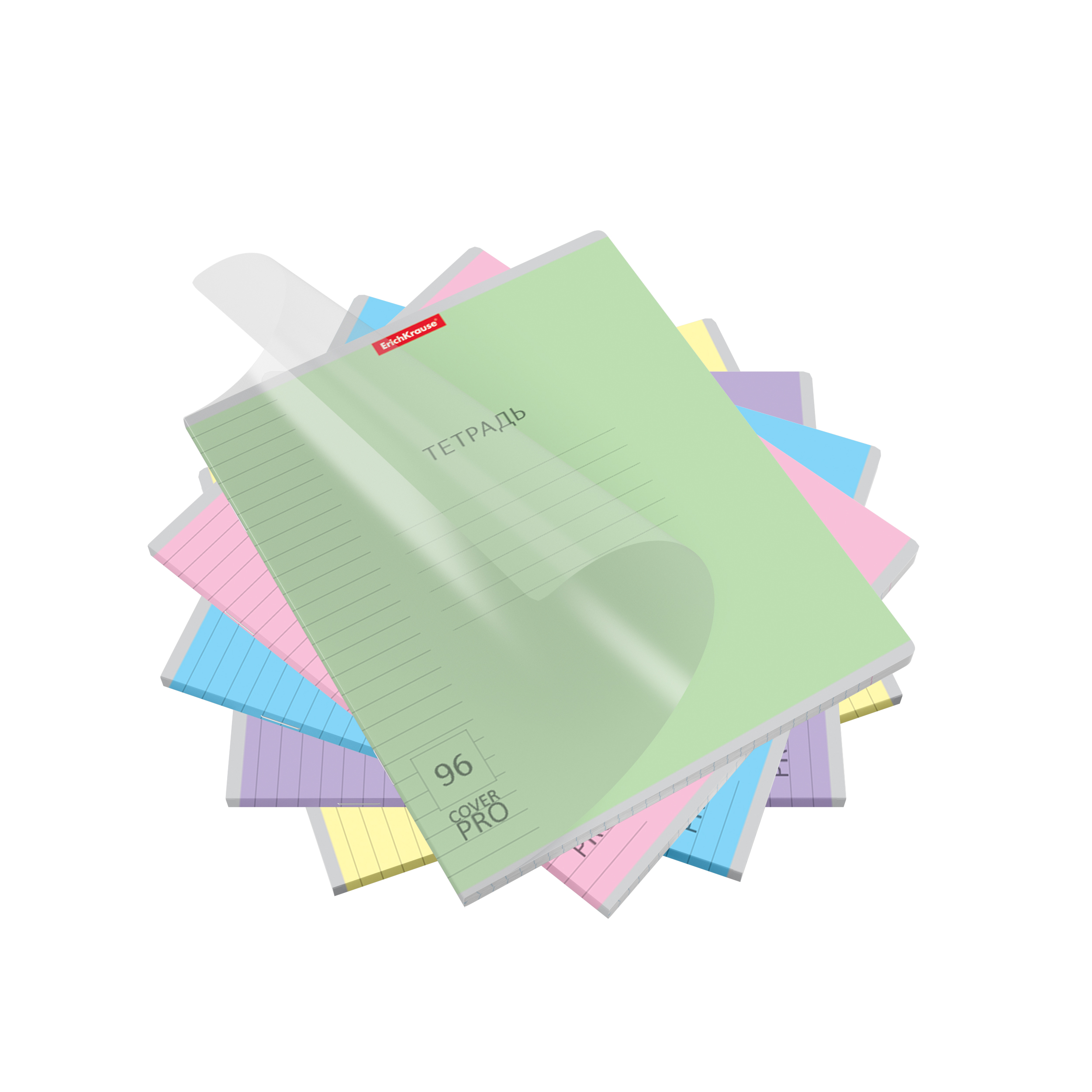 

Тетрадь А5 96л линия скрепка пласт.обл. Однотон Классика CoverPrо ассорти ERICH KRAUSE 56395
