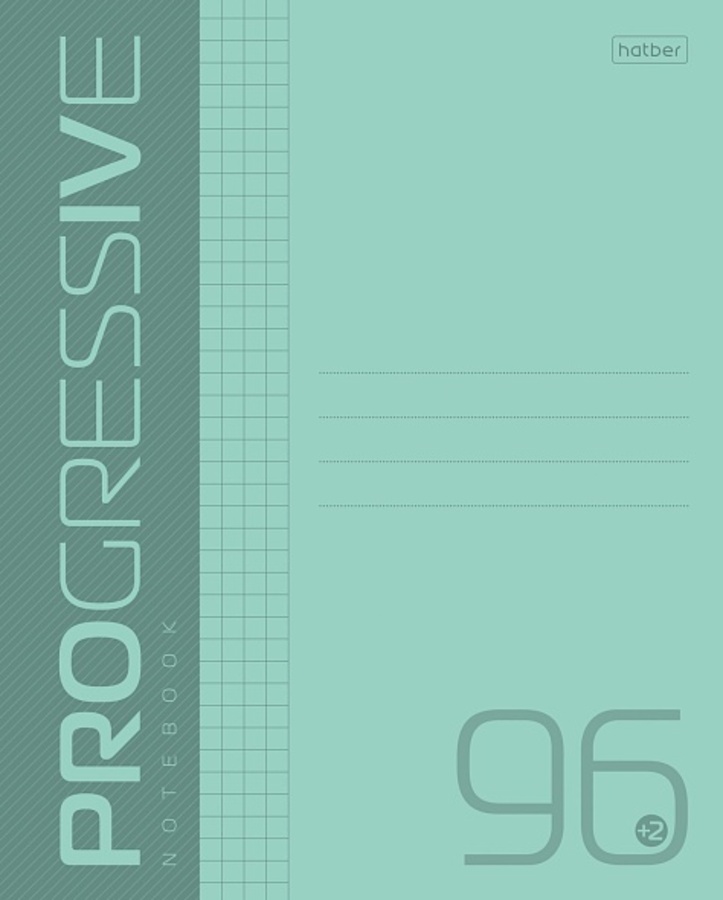 

Тетрадь А5 96л линия скрепка пласт.обл. Однотон Progressive Бирюзовая HATBER 96Т5В2