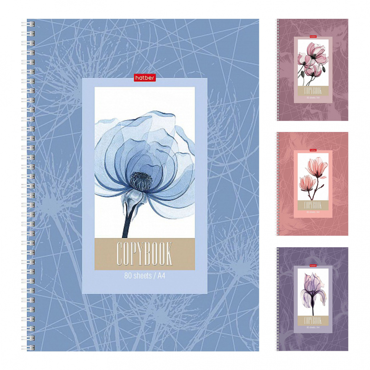 

Тетрадь А4 80л клетка гребень мелов.картон Нежность цветка мат.лам. ассорти HATBER 80Т4лВ1гр