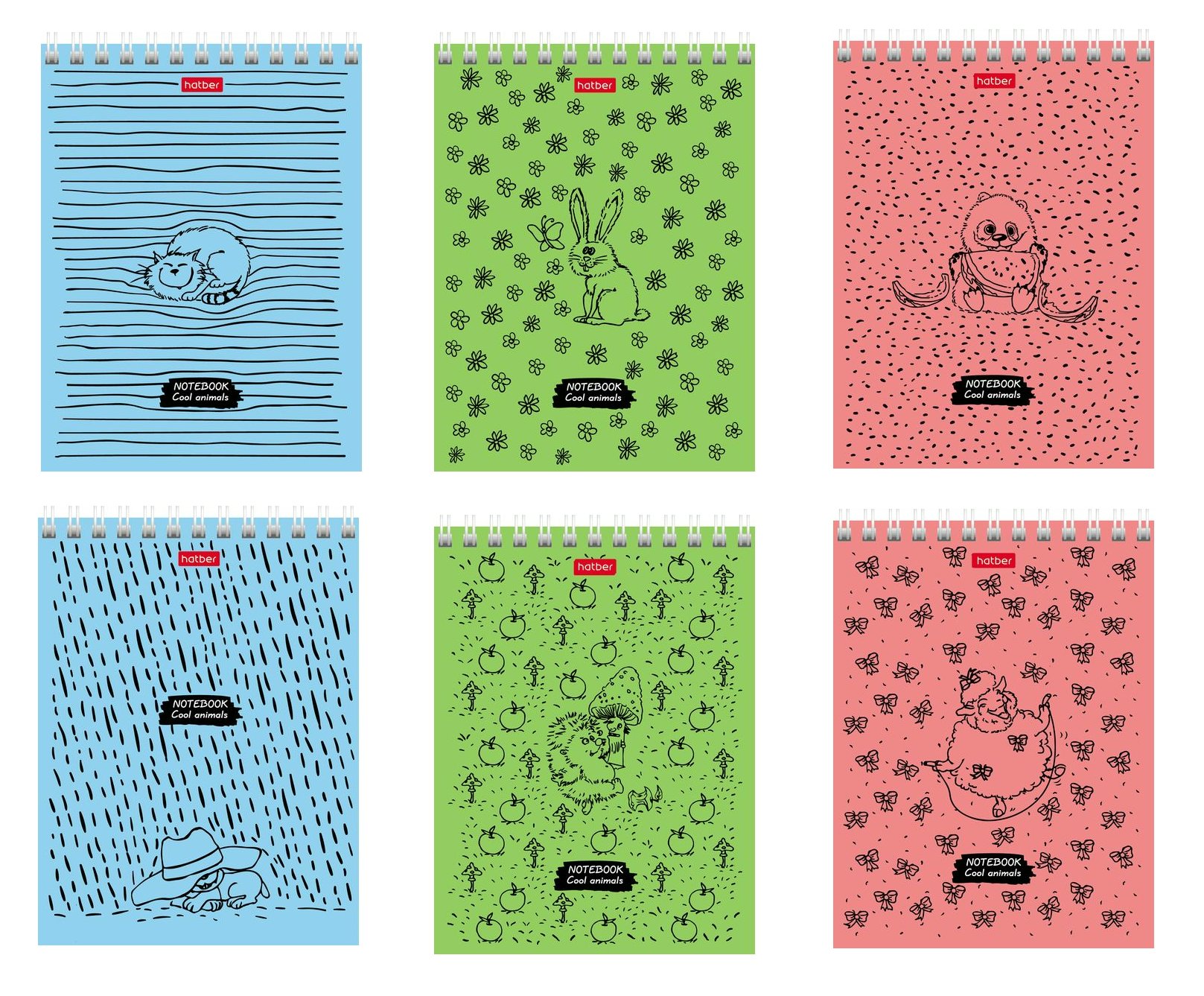 

Блокнот А6 40л клетка гребень Cool Animals УФ-лак ассорти HATBER 40Б6В1гр