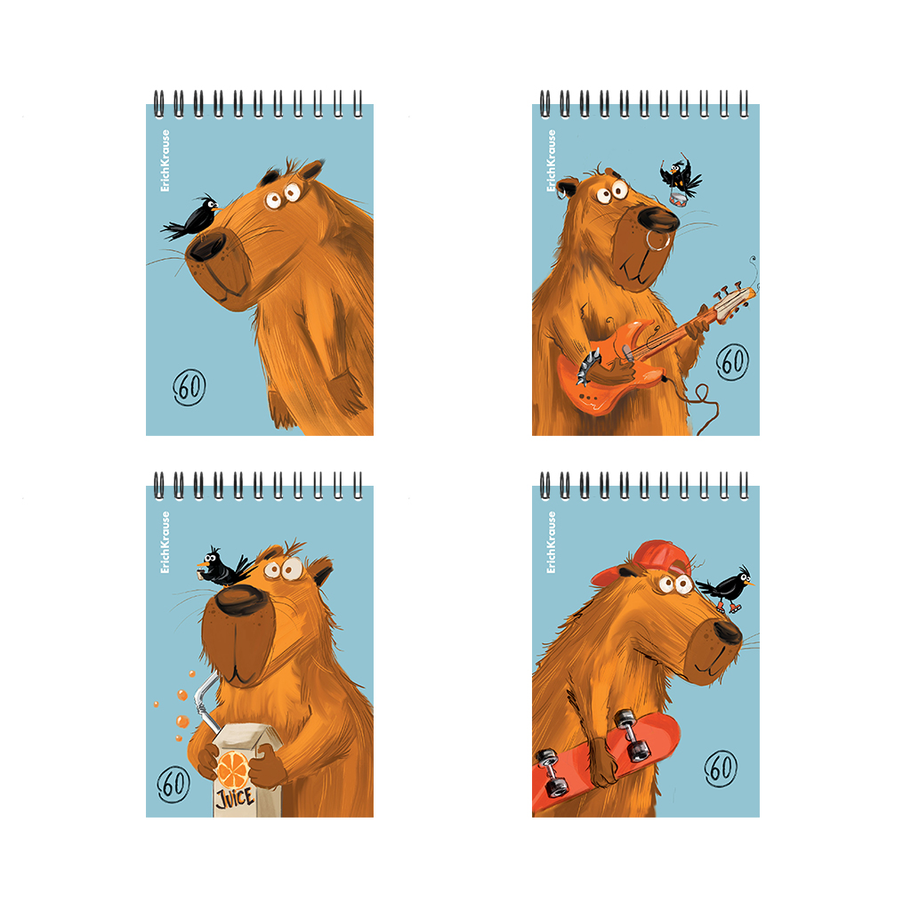 Блокнот А6 60л клетка гребень Happy Capy ассорти ERICH KRAUSE 53124 64₽