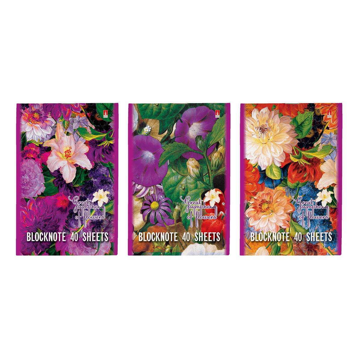 

Блокнот А6 40л клетка скрепка Цветы New 3 вида АЛЬТ 3-40-709