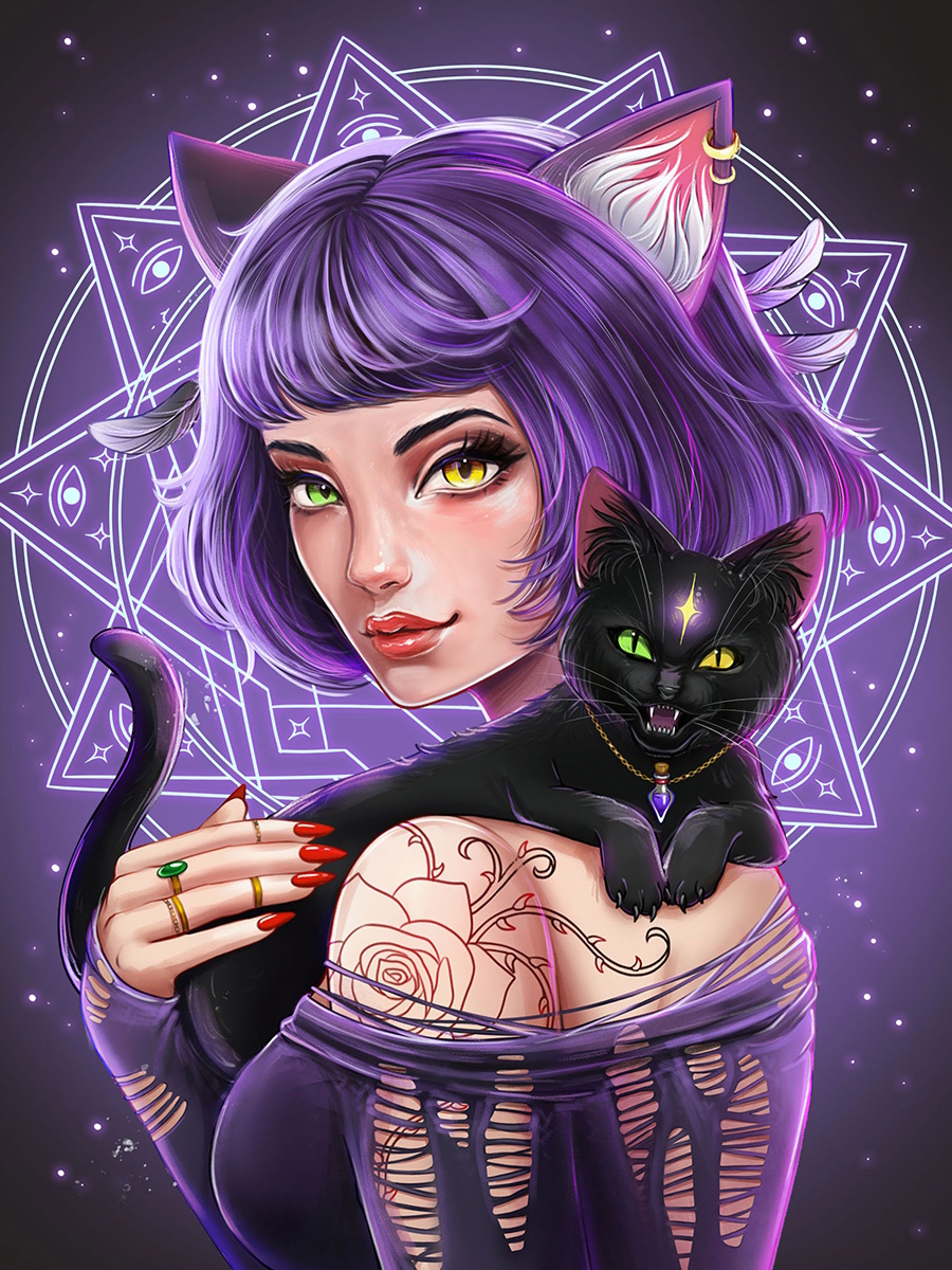 

Блокнот А5 72л в точку тв.обл. Точкабук Witch Girls Ведьмочка с котом ПРОФ-ПРЕСС 72-7074