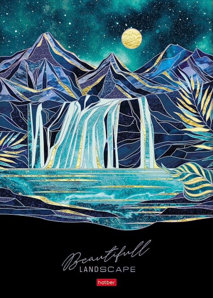 

Блокнот А4 80л клетка тв.обл. Золотые склоны гор 5-цв.блок мат.лам. 3Dфольга HATBER 80ББ4лофВ1_30343