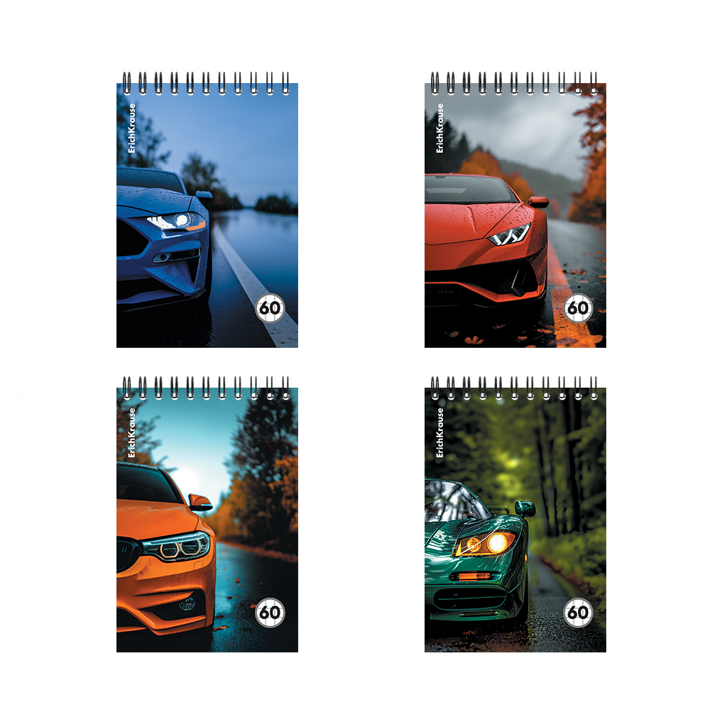 Блокнот А6 60л клетка гребень Rain Drive ассорти ERICH KRAUSE 63381 64₽