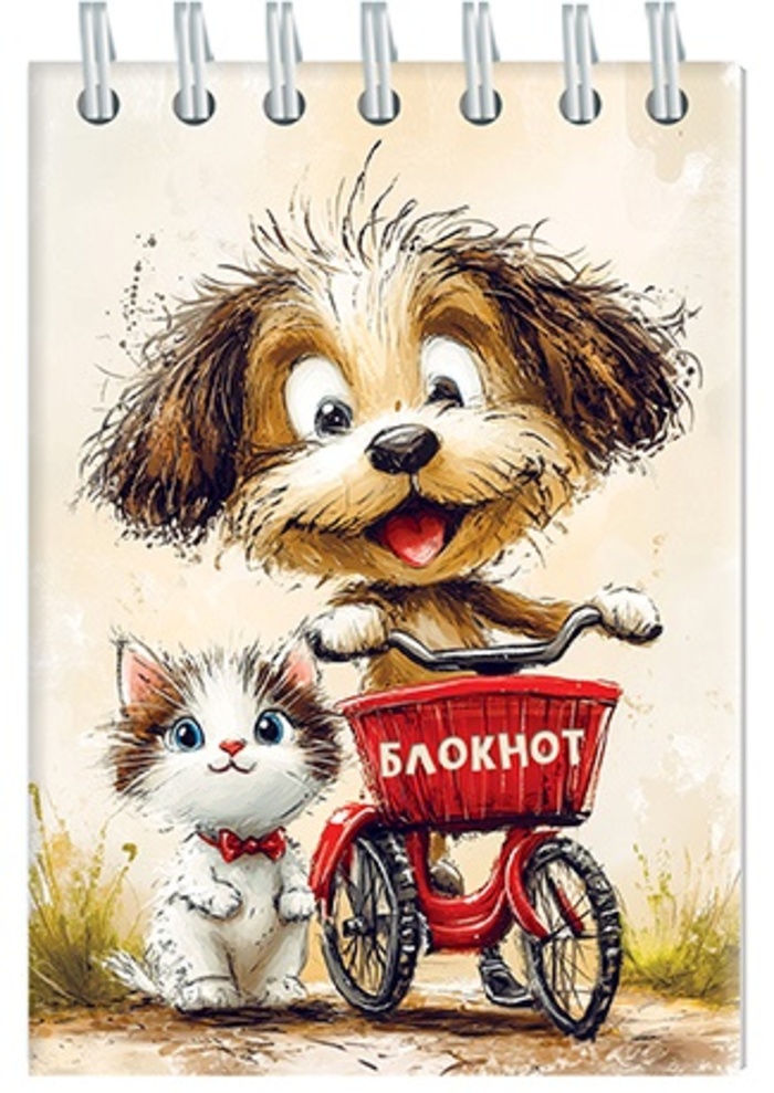 

Блокнот А7 48л клетка гребень мягк.обл. Щенок и котенок АППЛИКА С0059-04