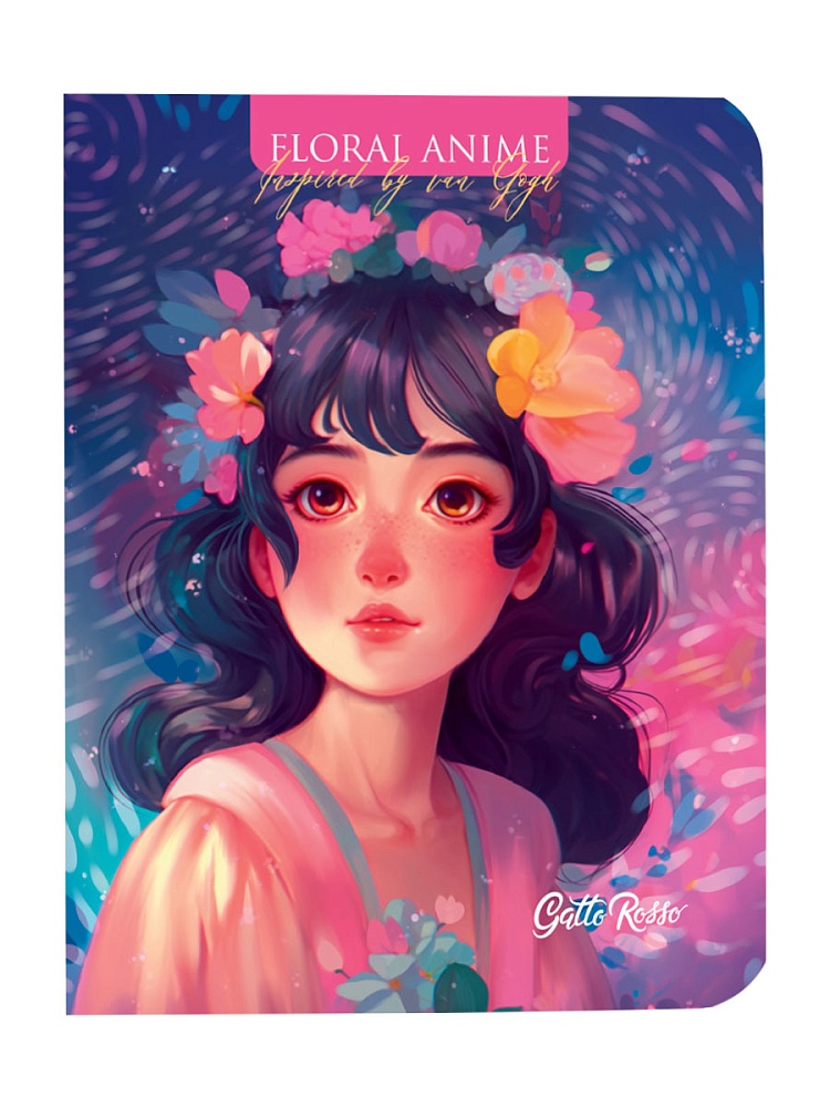 Блокнот 120х160мм 40л клетка скрепка мягкобл Gatto Rosso Floral anime Розовый ПРОФ-ПРЕСС Б40-4169 83₽